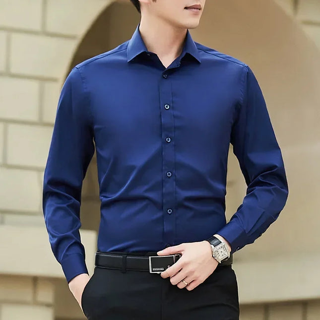 Men’s Big & Tall Business Shirt – Solid Color Long Sleeve (up to 8XL)