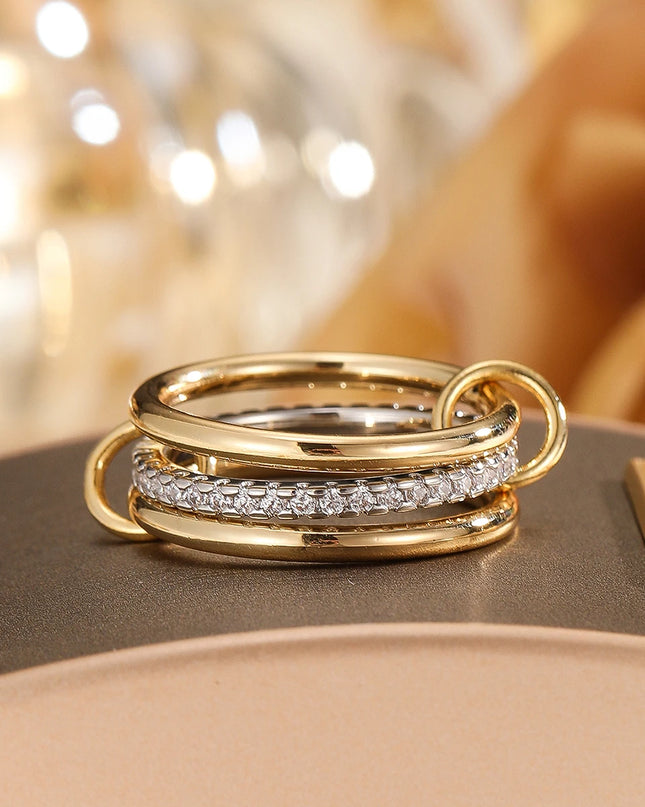 Two-Tone Hypoallergenic Copper Stackable Ring Set