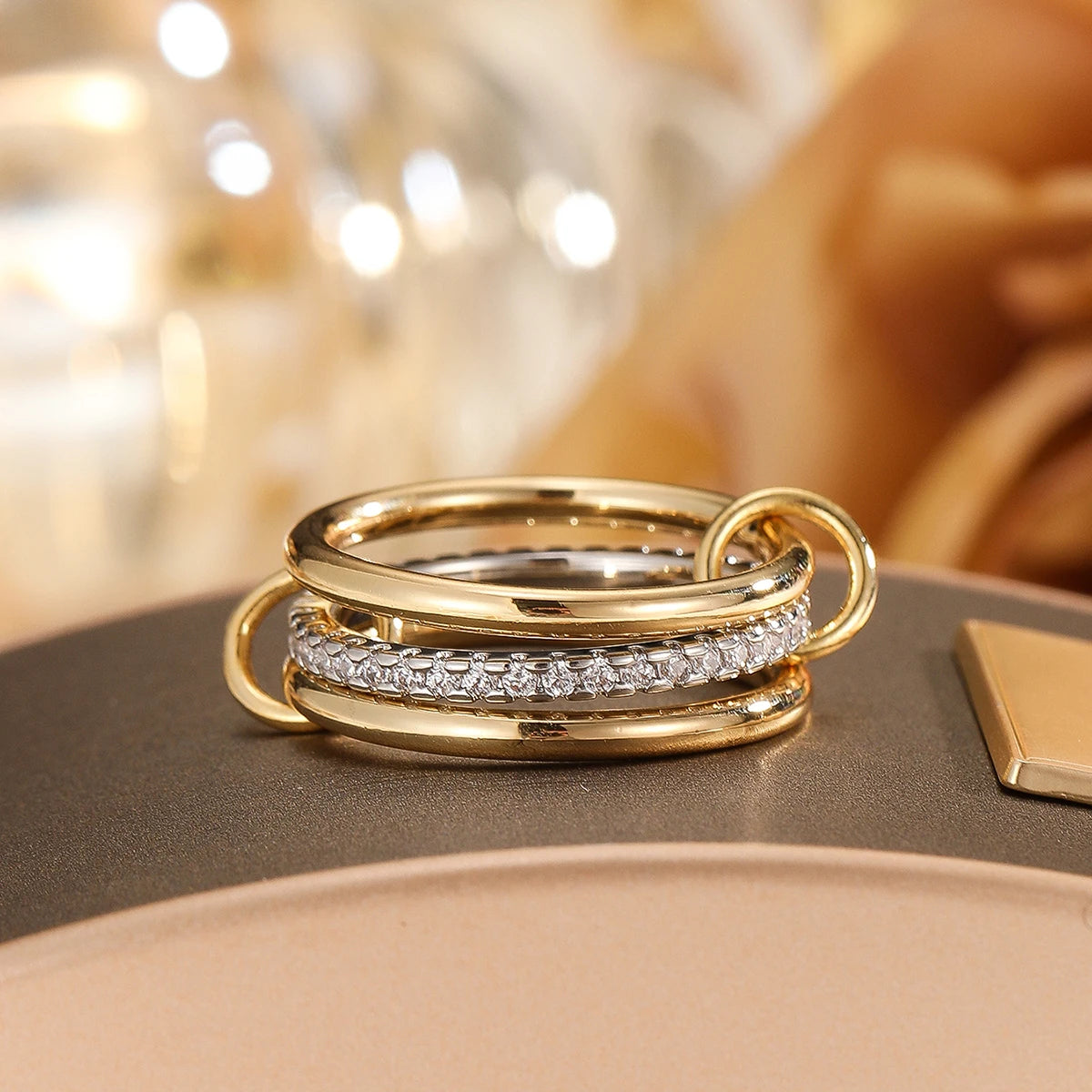 Two-Tone Hypoallergenic Copper Stackable Ring Set-HighTouch