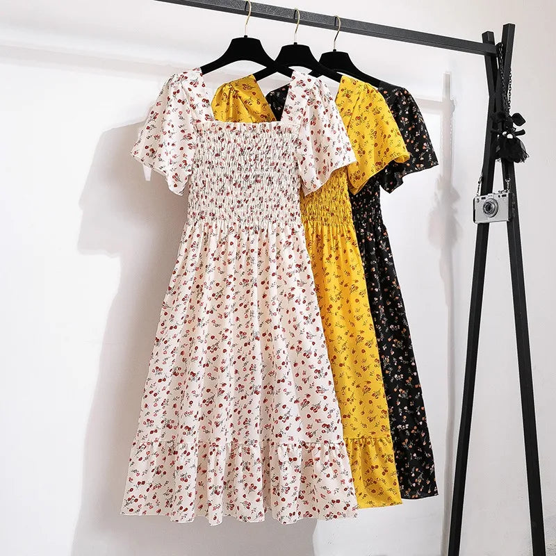 Floral Chiffon Midi Dress-HighTouch