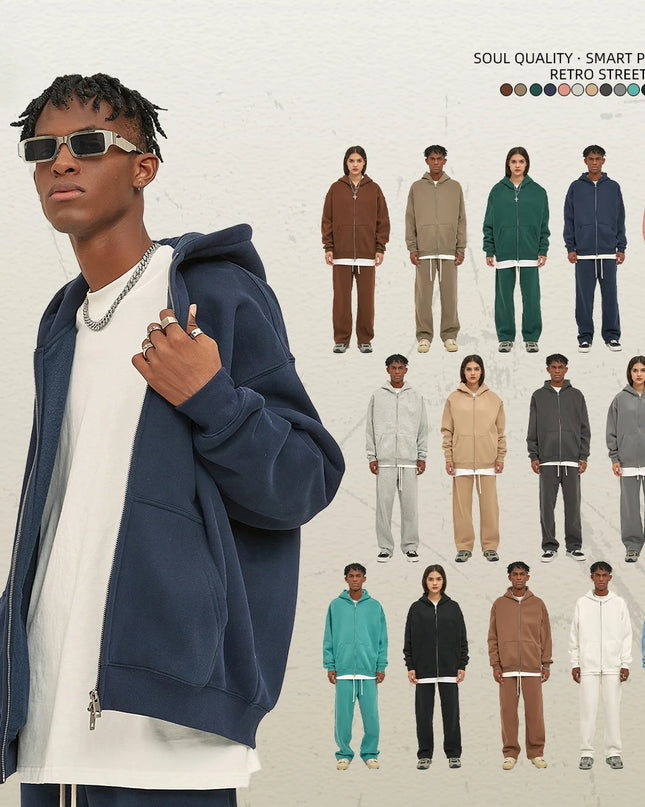 Premium Heavyweight Fleece Double‑Zip Cardigan Hoodie UK