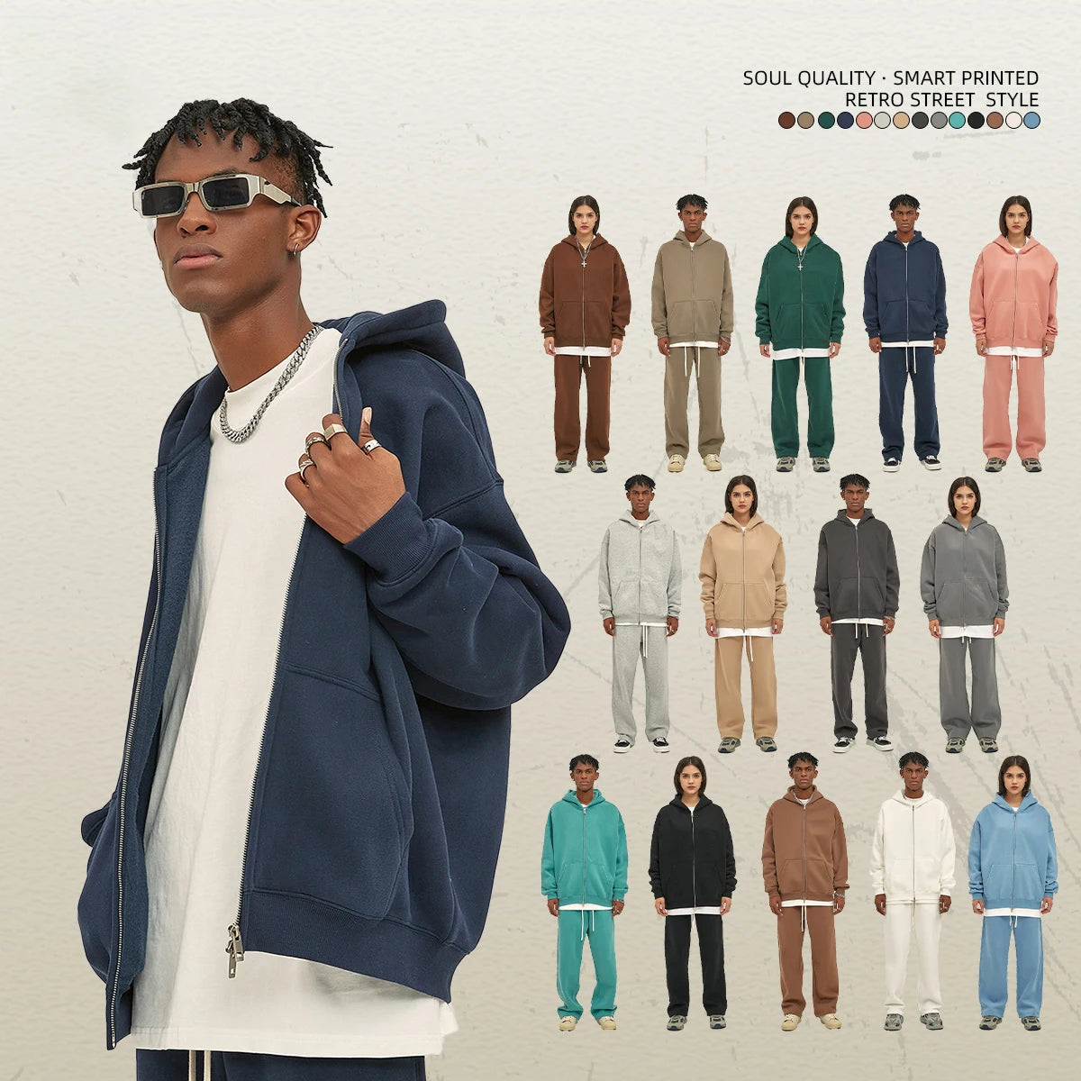 Premium Heavyweight Fleece Double‑Zip Cardigan Hoodie UK