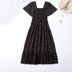 Floral Chiffon Midi Dress-HighTouch