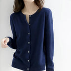 Women's Cardigans Sweater O-neck Solid Cardigans-HighTouch