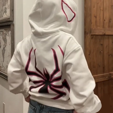 Y2K Spider Graphic Zip-Up Hoodie Unisex