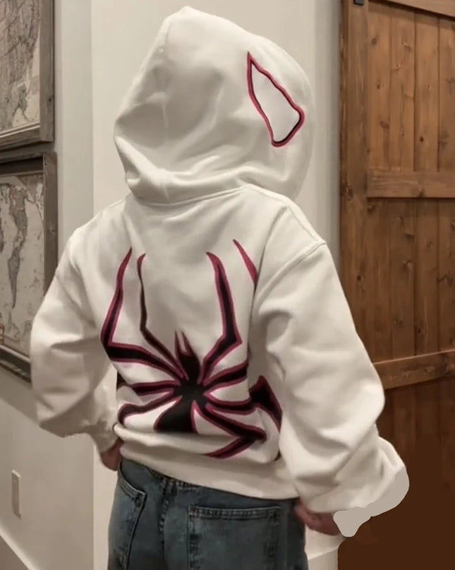 Y2K Spider Graphic Zip-Up Hoodie Unisex