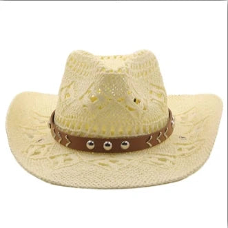 Bohemian Straw Cowboy Sun Hat – Wooden Beads