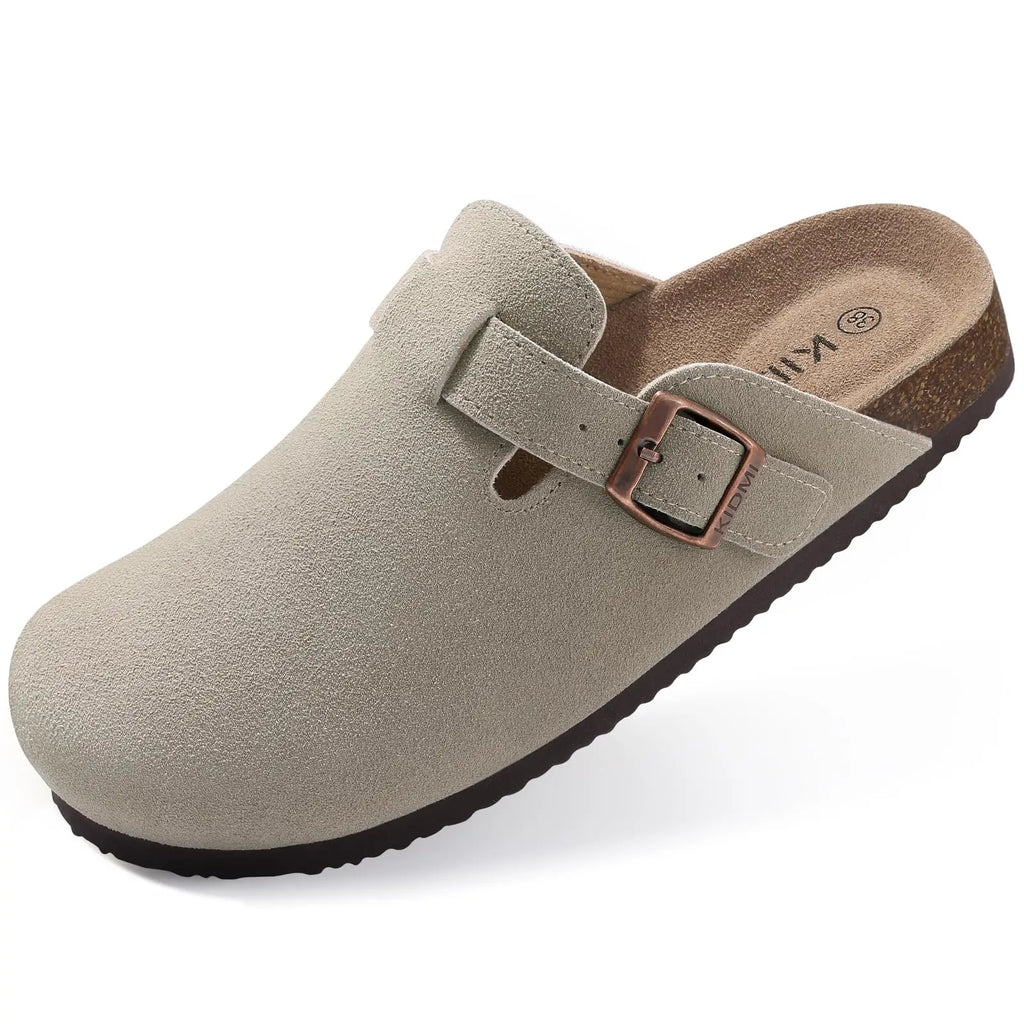 Women’s Cork Slippers with Arch Support – Comwarm Suede Non-Slip Clogs-HighTouch