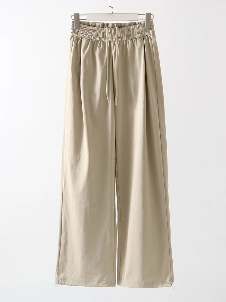 Stay Fresh & Stylish – High-Waist White Wide-Leg Sweatpants-HighTouch