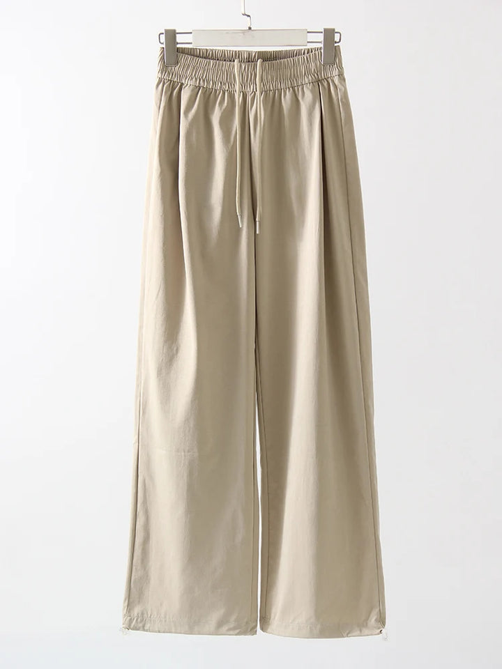 Stay Fresh & Stylish – High-Waist White Wide-Leg Sweatpants-HighTouch
