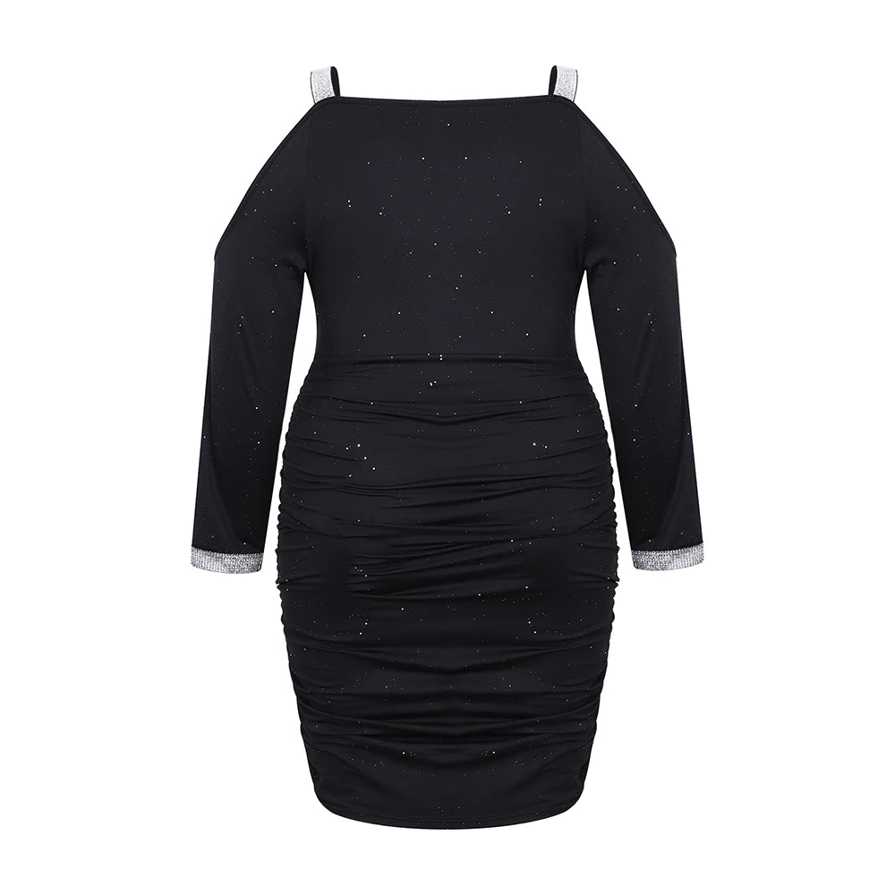 Abito aderente elegante nero taglia forte – Pronto per cerimonie e feste