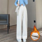 Women’s Fleece-Lined Wide-Leg Winter Trousers-HighTouch