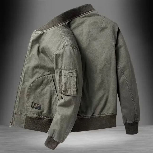 Unisex Vintage Cotton Loose-Fit Bomber Jacket – Lightweight Streetwear