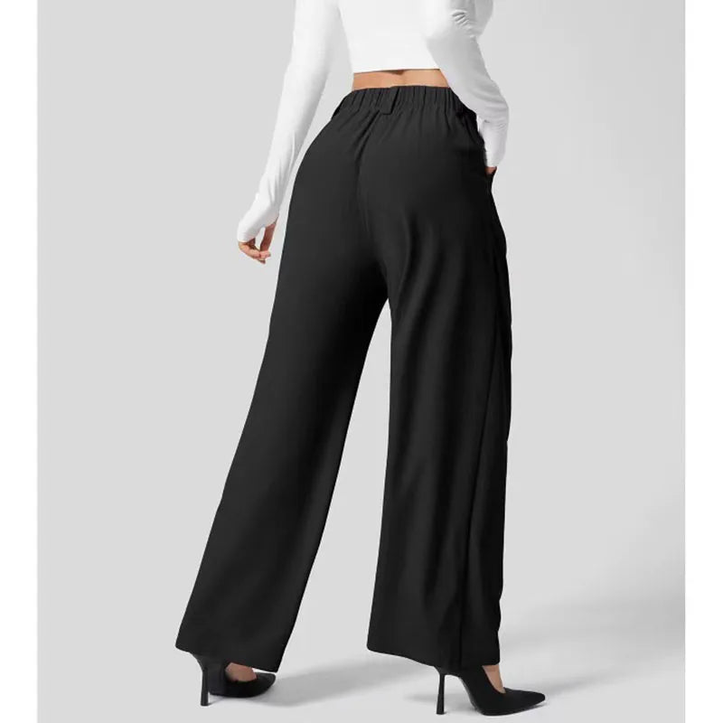 Women’s High-Waist Wide-Leg Tailored Trousers-HighTouch