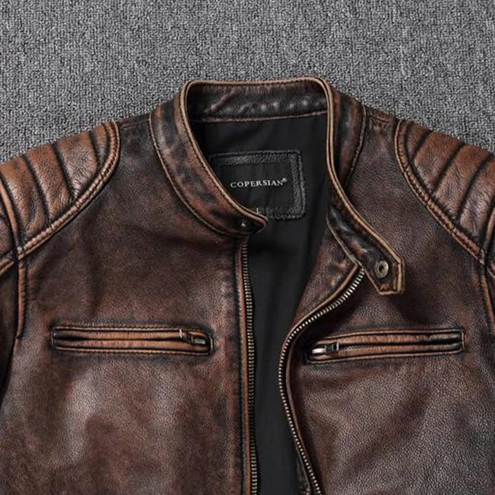 Real Cowhide & Fur Bomber Leather Jacket-HighTouch