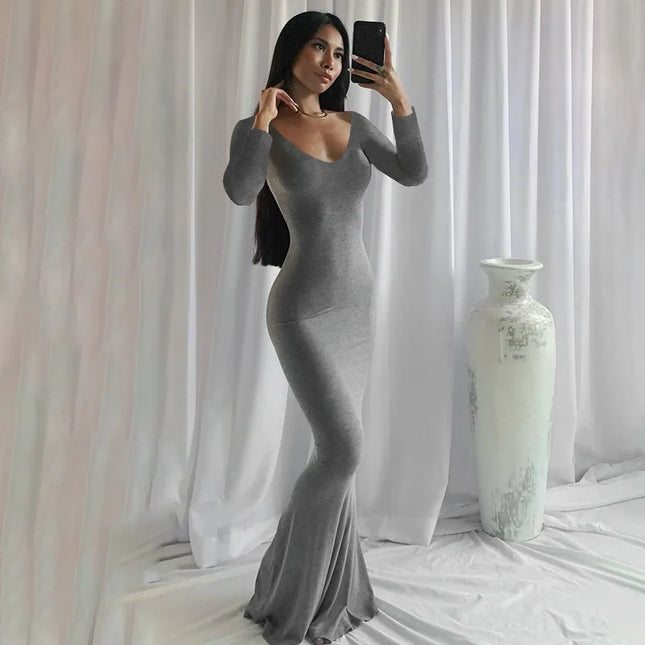 Sexy Spaghetti-Strap Black Trumpet Maxi Dre