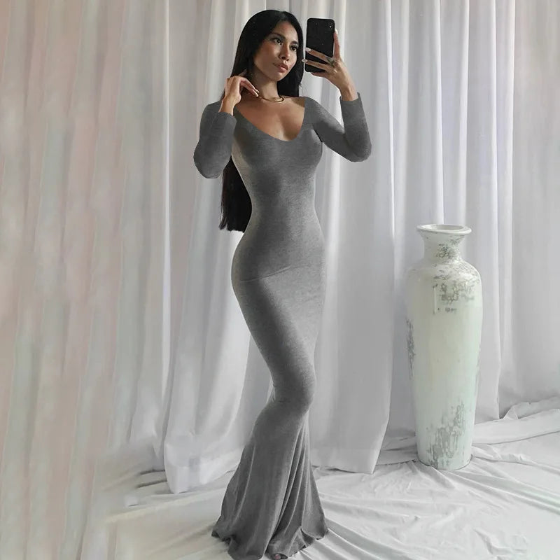 Sexy Spaghetti-Strap Black Trumpet Maxi Dre-HighTouch