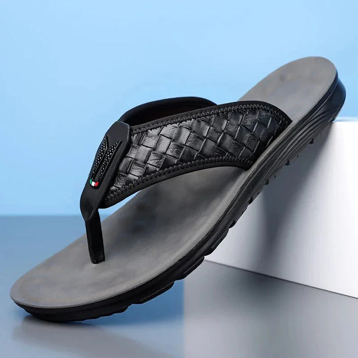 Men’s Cushioned Slip-On Slides with Woven Strap