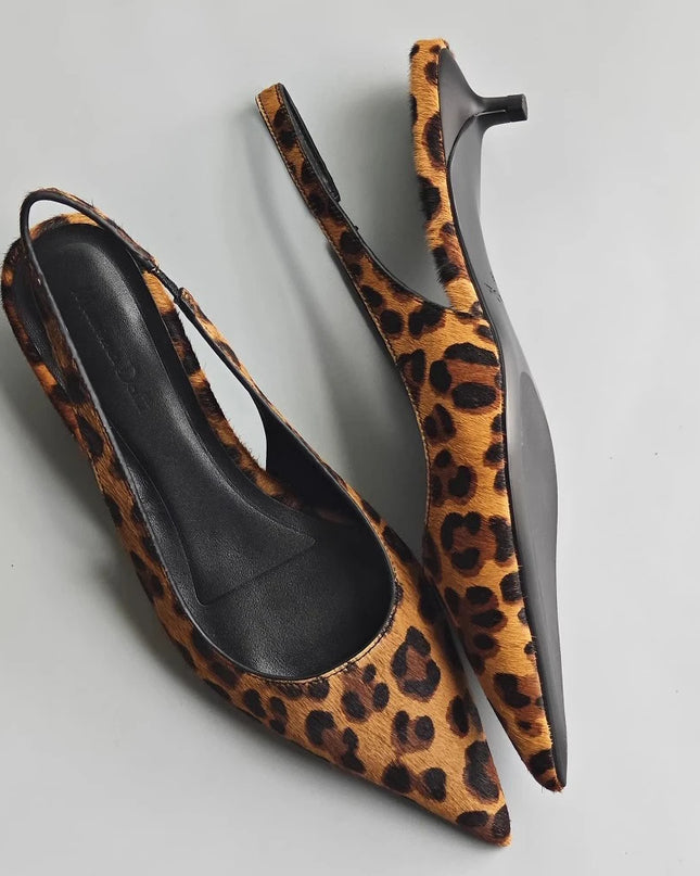 Women’s Horsehair Leopard Print Low Heel Sandals