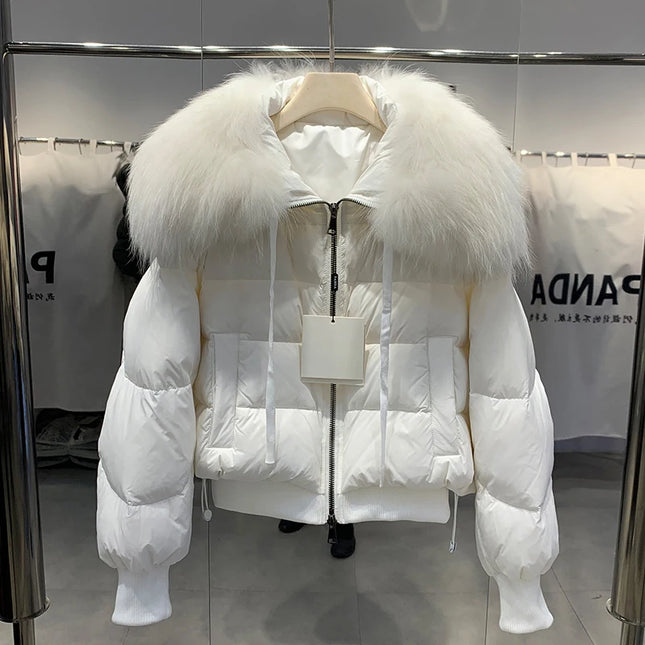 Short White Duck Down Parka Women