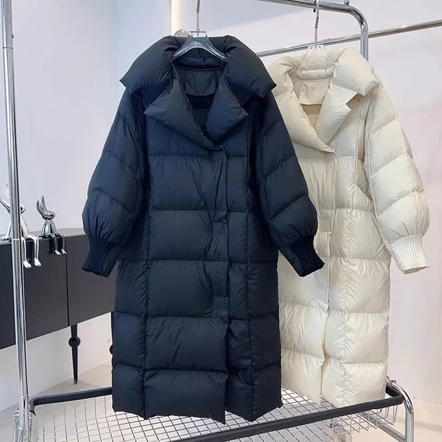 Long 90% White Duck Down Puff Parka Women