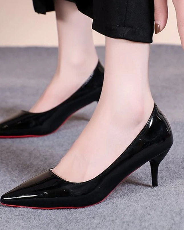 Elegant Red Leather Pumps – women’s High Heels
