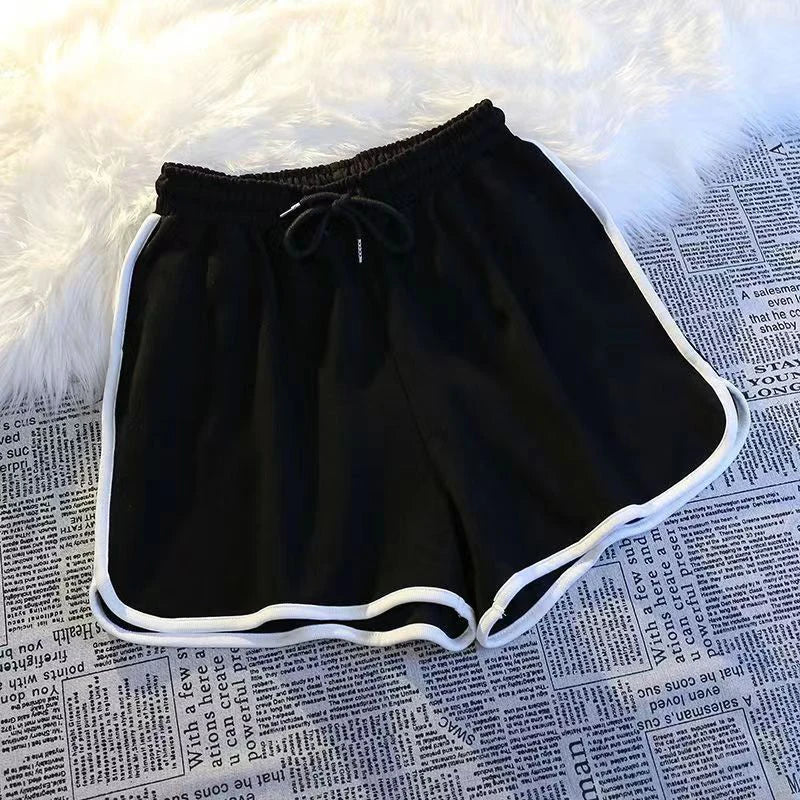Korean-Style Striped Wide-Leg Sports Shorts – Loose for Summer-HighTouch