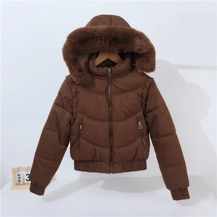 Petite Winter Padded Jacket with Fur Collar