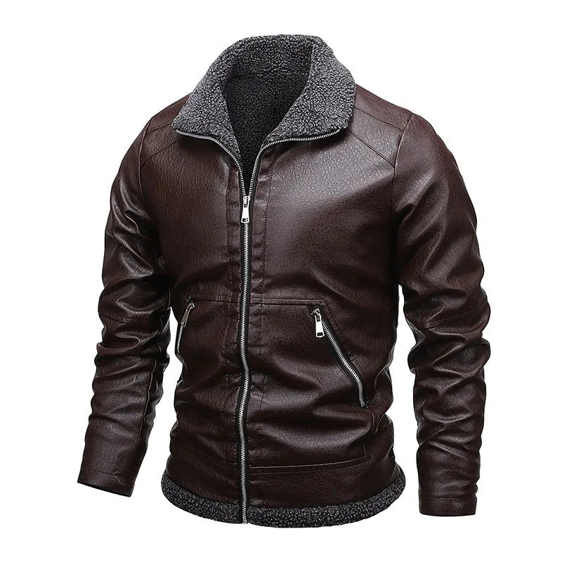 Men’s Slim High-Quality PU Leather Motorcycle Jacket-HighTouch