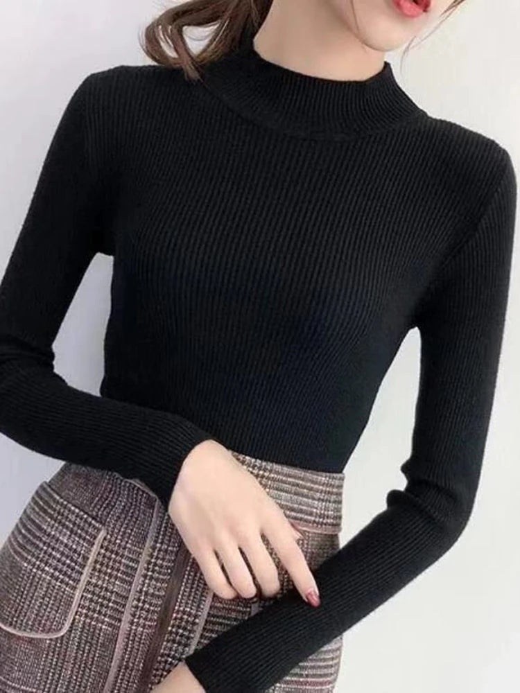 Women’s Stretch Knit Pullover Sweater – Slim Fit Casual Top-HighTouch