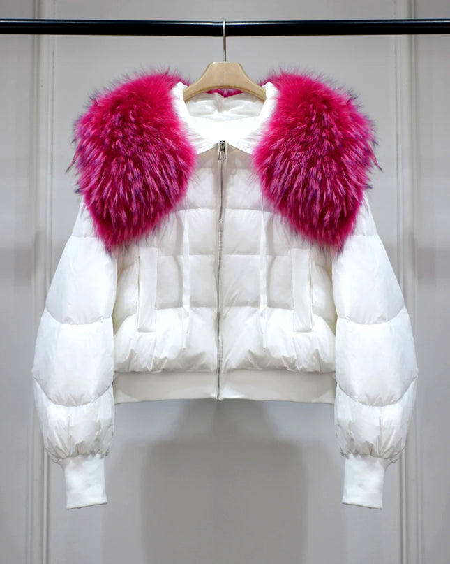 Short White Duck Down Parka Women