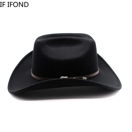 Classic Vintage Western Cowboy Hat – Leather Wide Brim Adjustable