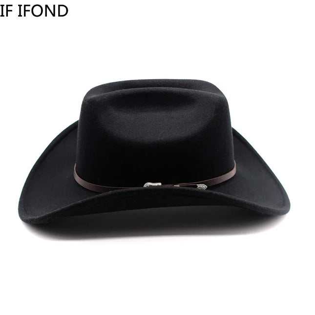 Classic Vintage Western Cowboy Hat – Leather Wide Brim Adjustable
