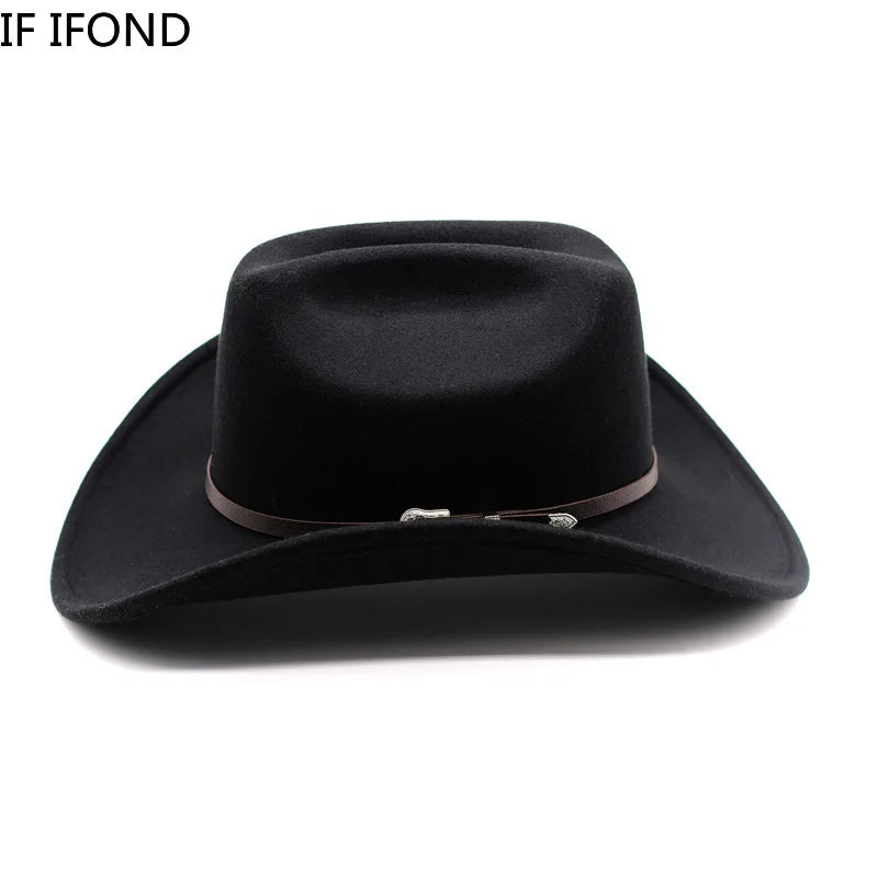 Classic Vintage Western Cowboy Hat – Leather Wide Brim Adjustable-HighTouch