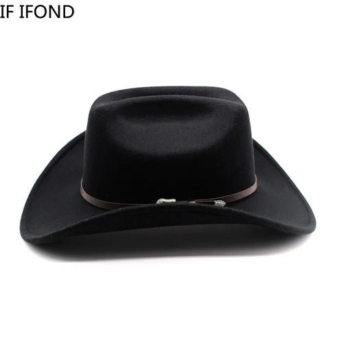 Classic Vintage Western Cowboy Hat – Leather Wide Brim Adjustable-HighTouch