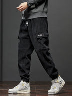 Men’s Elastic Waist Straight-Leg Casual Trousers-HighTouch
