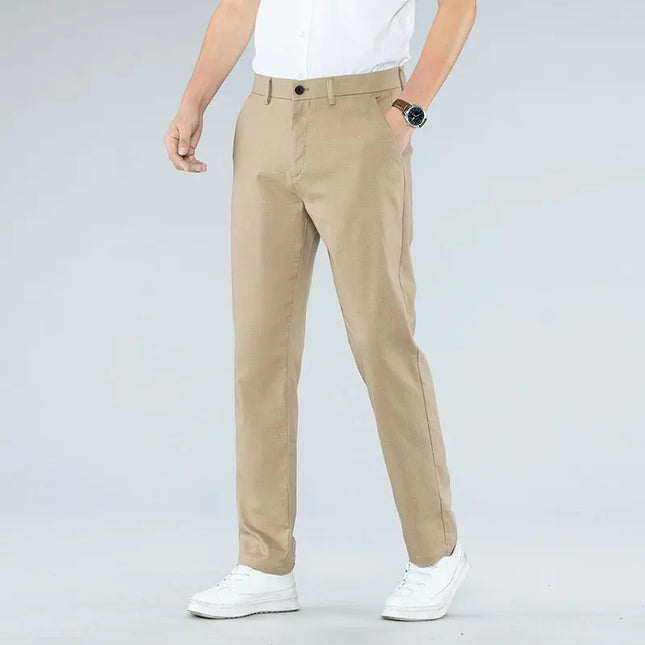 Ultra-Thin Breathable Cotton-Linen Straight Trousers