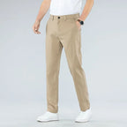 Ultra-Thin Breathable Cotton-Linen Straight Trousers-HighTouch