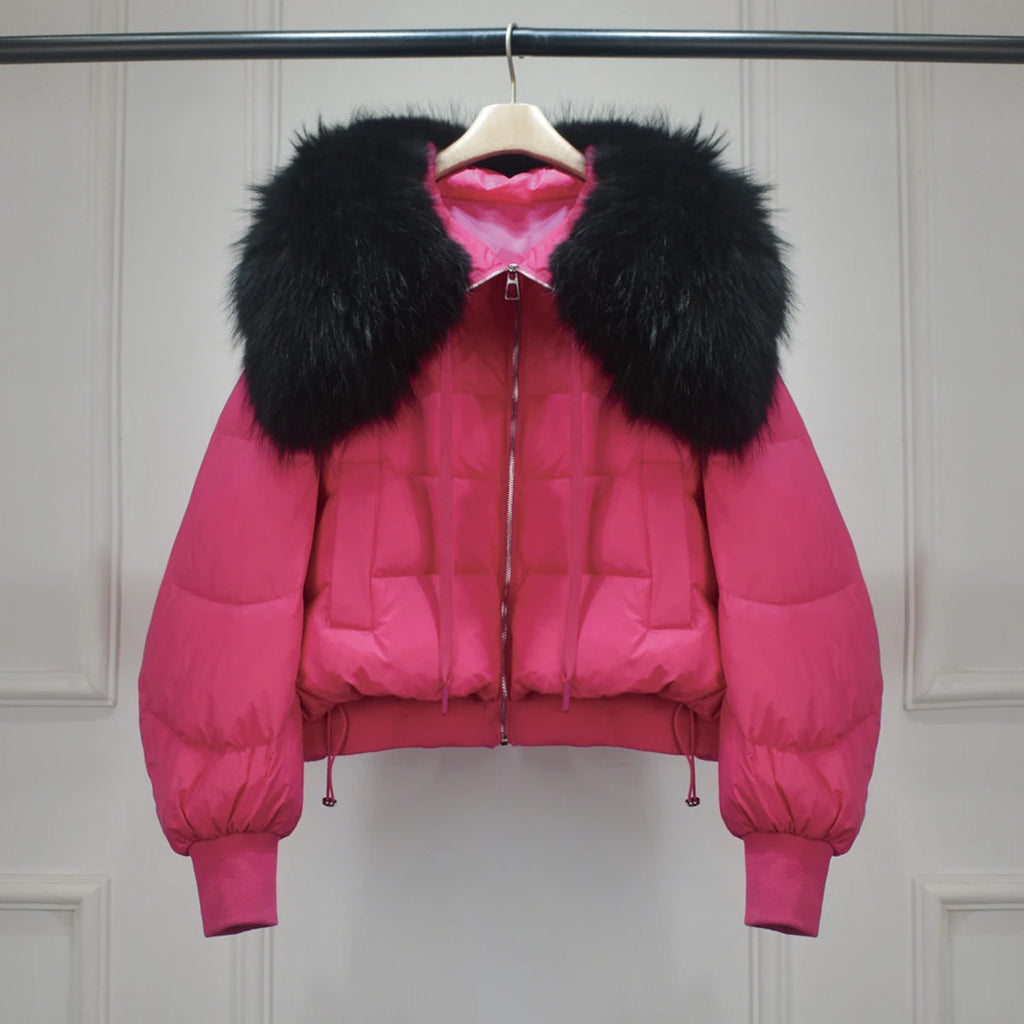 Short White Duck Down Parka Women-HighTouch