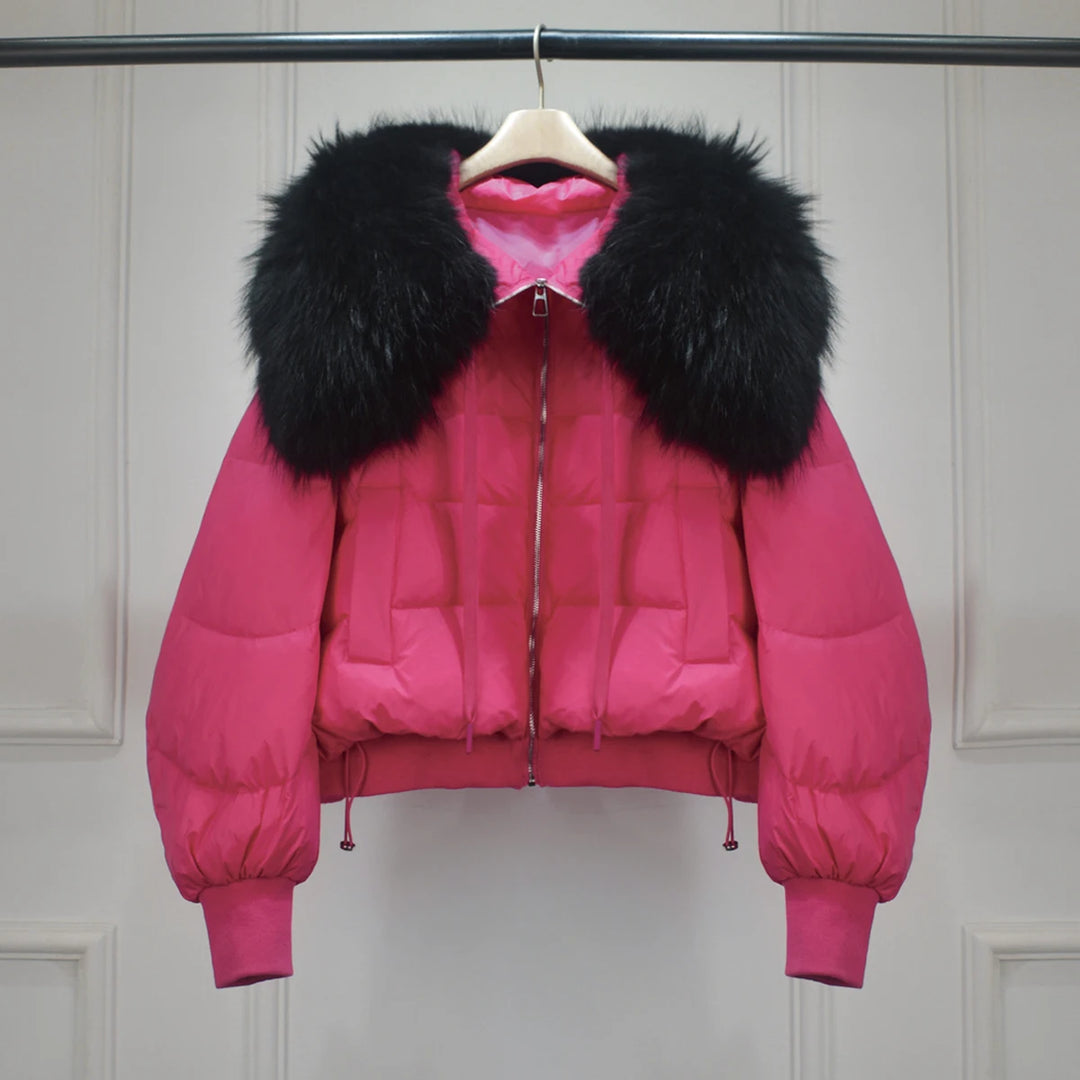 Short White Duck Down Parka Women-HighTouch