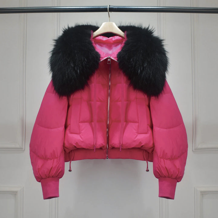 Short White Duck Down Parka Women-HighTouch