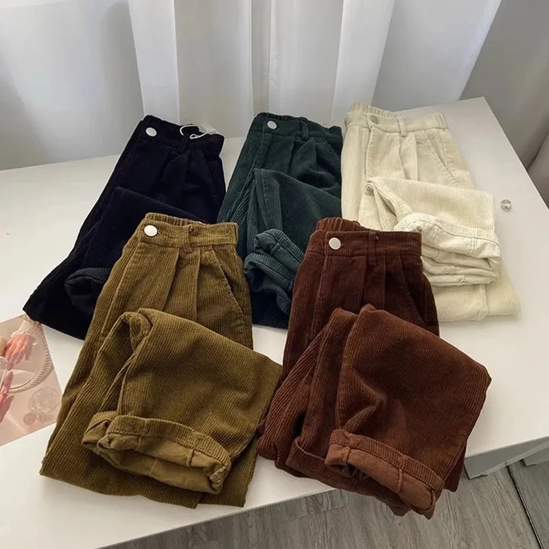 High Waist Corduroy Trousers