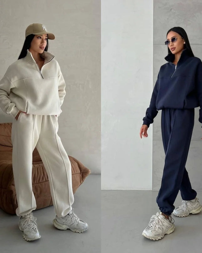 Women’s Fleece Tracksuit Set – Soft Hoodie & Jogger Pants for Cozy Style