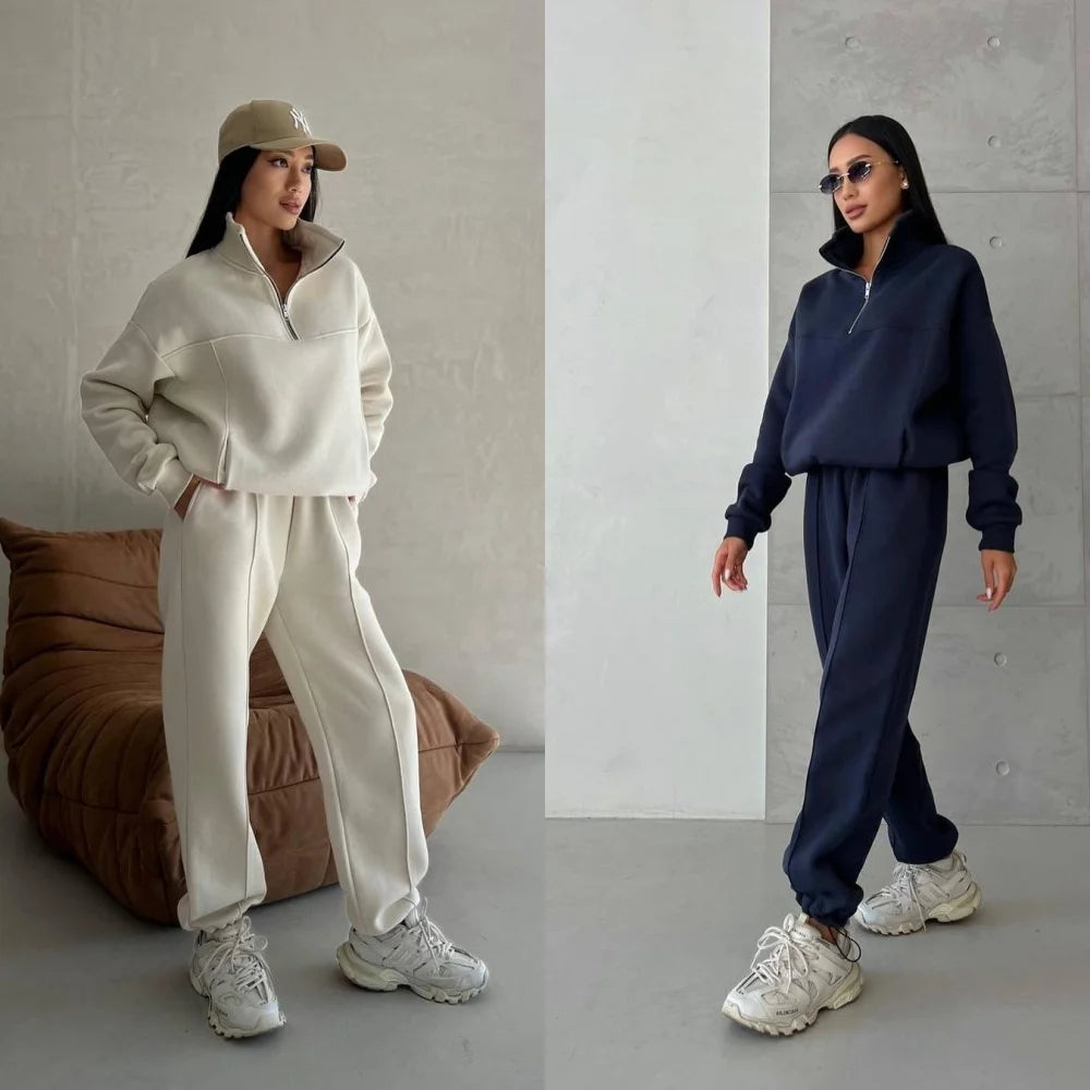 Women’s Fleece Tracksuit Set – Soft Hoodie & Jogger Pants for Cozy Style