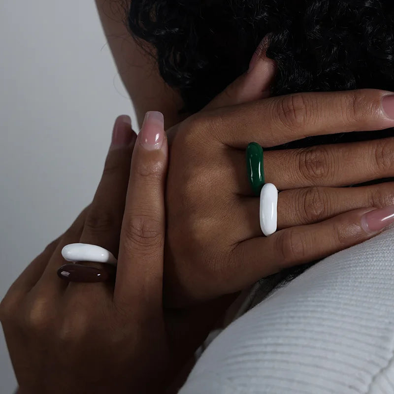 Waterproof Multicolour Enamel Stainless Steel Ring