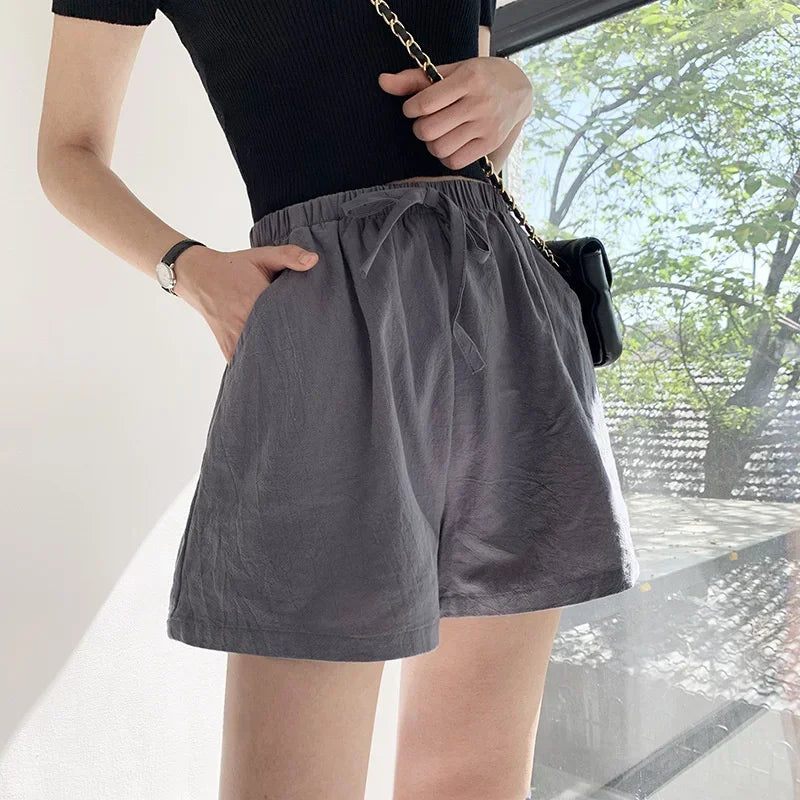 Women’s High-Waist Cotton Linen Shorts