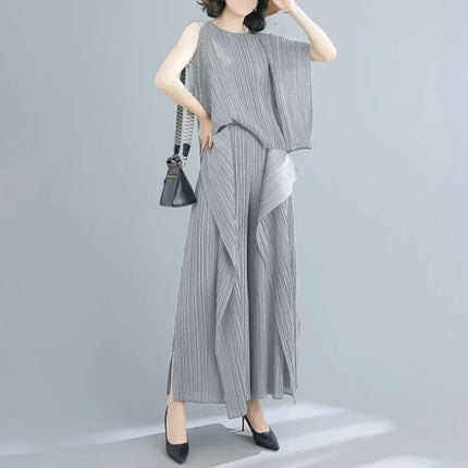 Tri-Crepe Pleated Slimming Mermaid Pants for Women Elegant & Trendy