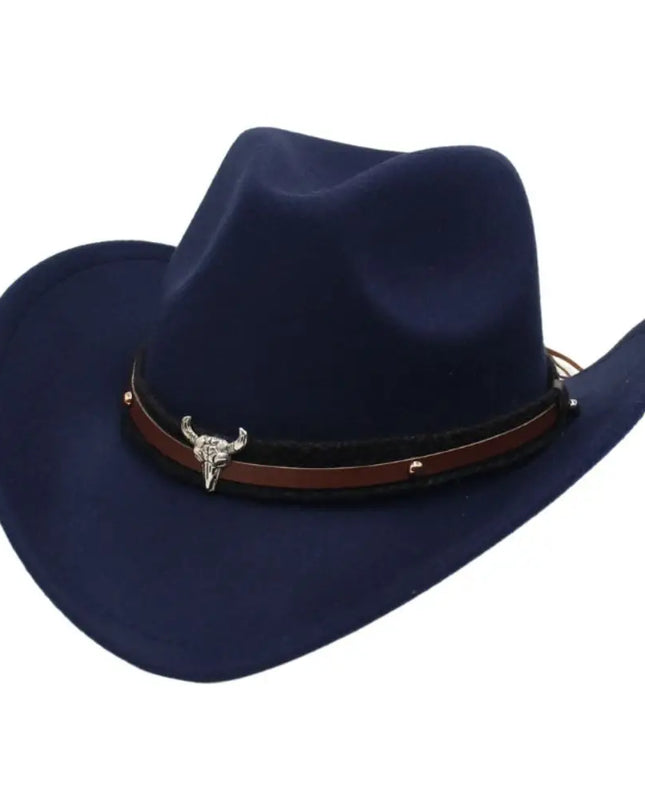 Western Cowboy Hat – Jazz Knight felt hat with bull-shaped décor