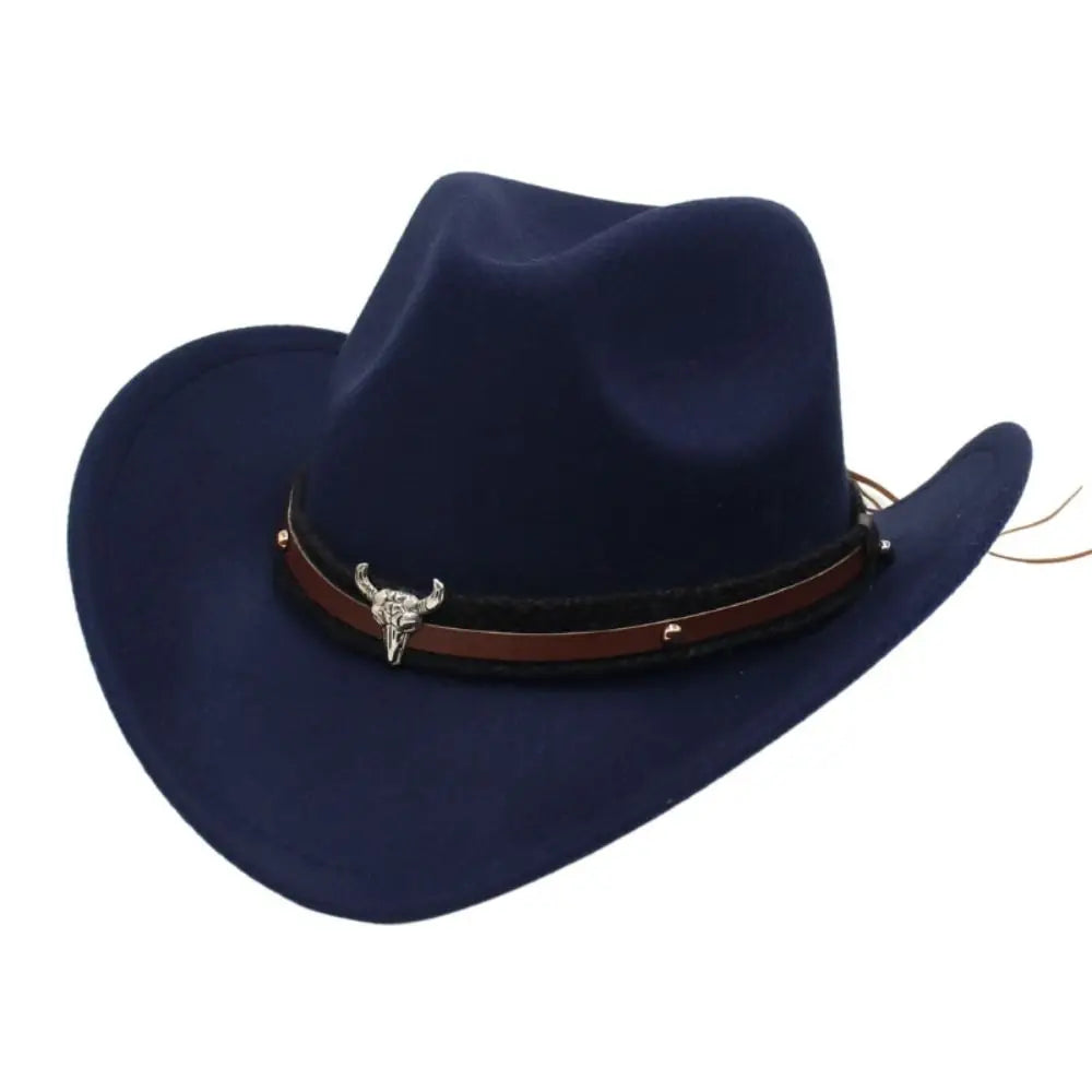 Western Cowboy Hat – Jazz Knight felt hat with bull-shaped décor-HighTouch