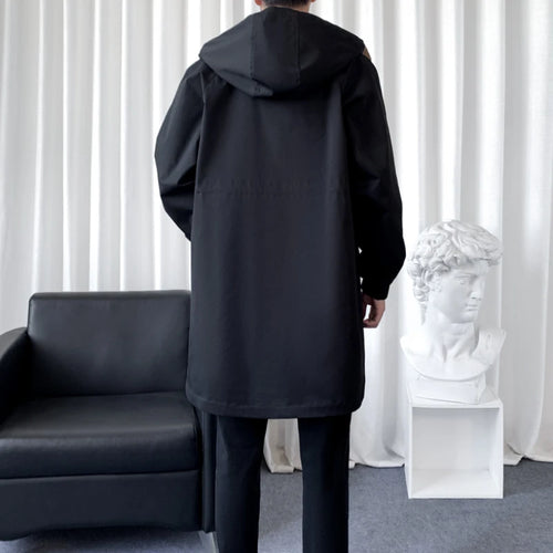 Colour-Blocked Hooded Overcoat Men's Jacket-HighTouch